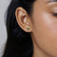 Tiny Emerald CZ Flower Studs Earrings, White Emerald Turquoise Sapphire Black, Unisex, Gold, Silver SS136, SS137, SS155, SS239, SS255, SS204