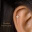 Tiny 3 Leaf White Stone Threadless Flat Back Earrings, Nose Stud, 20,18,16ga, 5-10mm, Surgical Steel, SHEMISLI SS551
