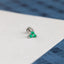 Tiny 3-Petal Emerald Flower Threadless Flat Back Earrings, Nose Stud, 20,18,16ga, 5-10mm, Surgical Steel, SHEMISLI SS545
