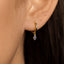 Sapphire Diamond Shape Drop Dangle Hoop Earrings, Huggies, Unisex, Gold, Silver SH272