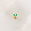 Tiny 2 Leaf Emerald Stone Threadless Flat Back Nose Stud, 20,18,16ga, 5-10mm, Unisex, Surgical Steel, SHEMISLI SS548