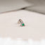 Tiny Triangle Emerald Stone Threadless Flat Back Lip Labret Stud, 18,16ga, 6-10mm, Unisex, Surgical Steel, SHEMISLI SS555