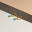 4 leaf Clover Turquoise CZ Drop Hoop Earrings, Flower Dangle Huggies, Gold, Silver SHEMISLI SH542