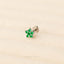 Tiny 5 Petal Flower with Emerald Stones, Threadless Flat Back Lip Labret Stud, 18,16ga, 6-10mm Unisex, Surgical Steel SHEMISLI SS572