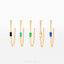 Dainty Baguette Chain Studs, White, Emerald, Turquoise, Sapphire, Black, Unisex, Gold, Silver SHEMISLI SS332, SS302, SS303, SS304, SS305