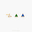 CZ Triangle Studs Earrings, White Stone, Emerald, Sapphire, Unisex, Gold, Silver SHEMISLI SS191, SS192, SS238