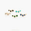 Tiny Triple Stones Climber Stud Earrings, White Emerald Turquoise Sapphire Black, Unisex, Gold, Silver SS125, SS126, SS248, SS249, SS250 LR