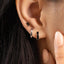 Simple Black Baguette CZ Studs Huggies Drop Hoop Earrings Stack Set, Unisex, Gold, Silver SHEMISLI SS458, SH013, SH335