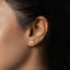 a close up of a person wearing a pair of ear piercings