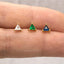 CZ Triangle Studs Earrings, White Stone, Emerald, Sapphire, Unisex, Gold, Silver SHEMISLI SS191, SS192, SS238