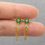 Emerald Flower CZ Dangle Studs, Flower Earrings, Unisex, Gold, Silver SHEMISLI SS229