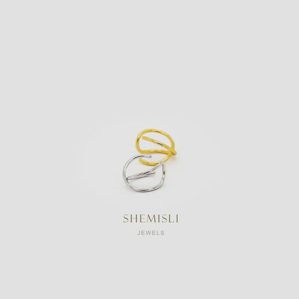 Tiny Thin Criss Cross Helix Cuff, Upper Ear Cuff, Earring No Piercing is Needed, Gold, Silver SHEMISLI - SF048 NOBKG