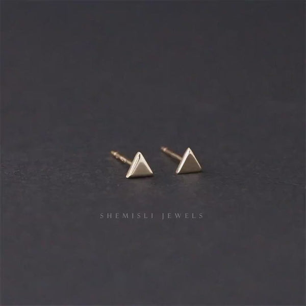 Triangle Studs Earrings, Gold, Silver SHEMISLI SS016 Butterfly End, SS749 Screw Ball End (Type A)