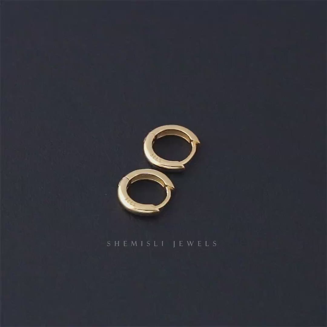 Simple Round Hoop Earrings, 6, 7, 8, 9, 10, 12, 14mm Huggies, Gold, Silver SHEMISLI - SH586, SH587, SH588, SH589, SH590, SH592, SH009