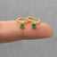 Emerald CZ Drop Hoop Earrings, Huggies, Gold, Silver SHEMISLI SH338