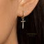 Dagger Sword CZ Dangle Hoop Earrings, Gold, Silver SHEMISLI SH513