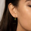 Tiny Emerald Flower CZ Drop Hoop Earrings, Flower Dangle Huggies, Gold, Silver SHEMISLI SH533